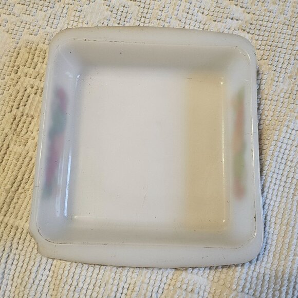Lot of 2 VTG Glasbake 8" Square Casserole Dish Vegetables & 1 Qt Round Casserole - Picture 9 of 13
